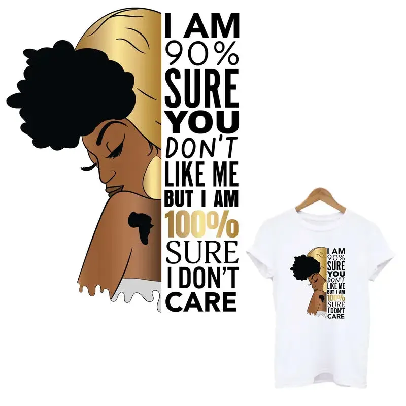 100 percent sure I Don't Care Design Trendy Iron-on Heat Transfer