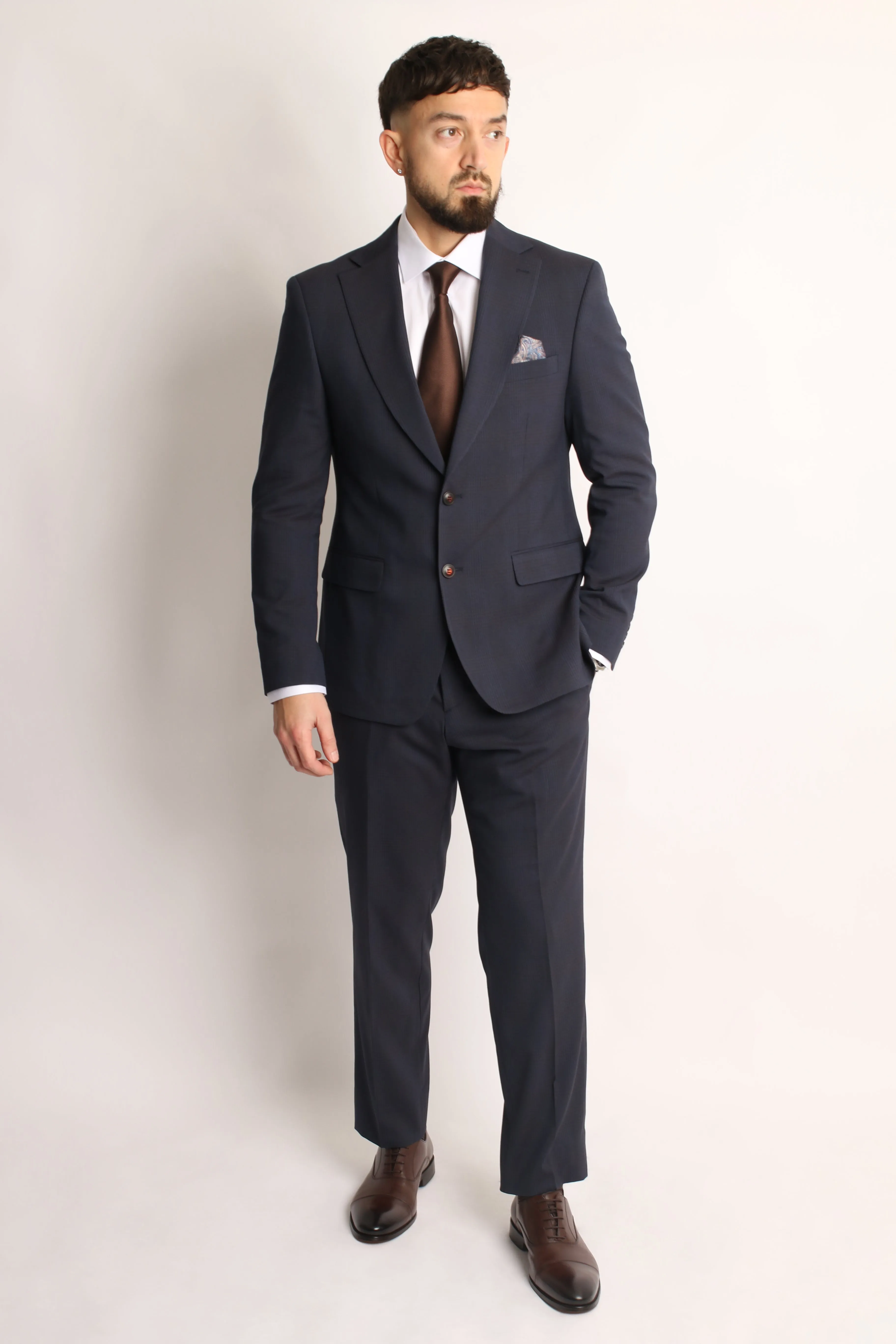 2PC NAVY PRINCE OF WALES CHECK SUIT