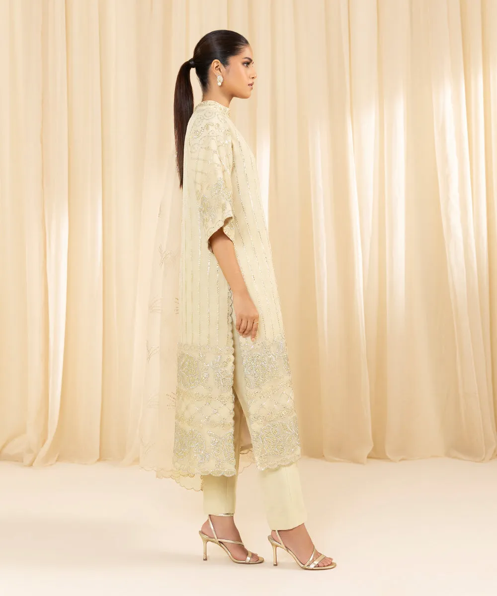 3 Piece -  Embroidered Organza Suit