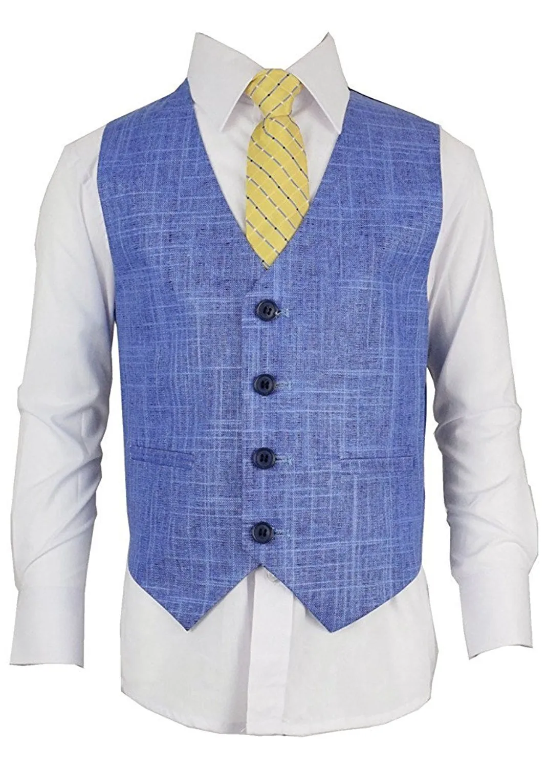 Alberto Boy's Regular Fit Formal 5 Piece Linen Suit Set with Shirt, Vest, Hanky, Tie - CLEARANCE, FINAL SALE!