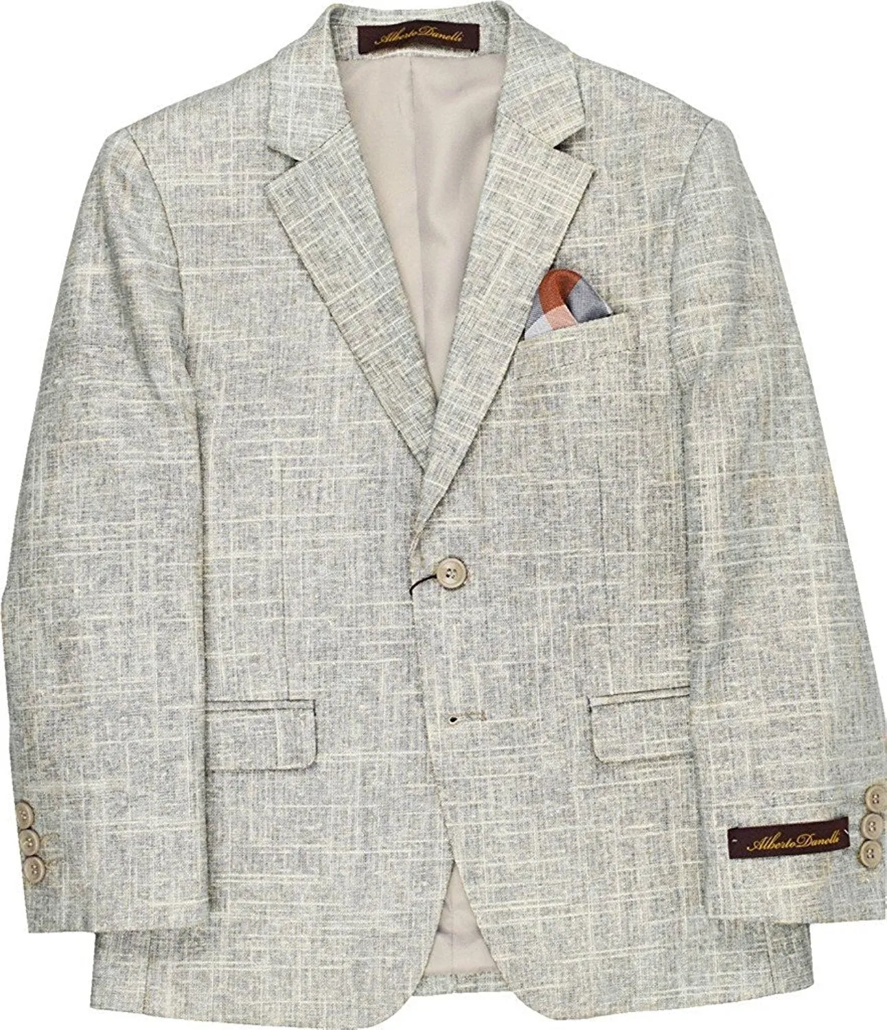 Alberto Boy's Regular Fit Formal 5 Piece Linen Suit Set with Shirt, Vest, Hanky, Tie - CLEARANCE, FINAL SALE!