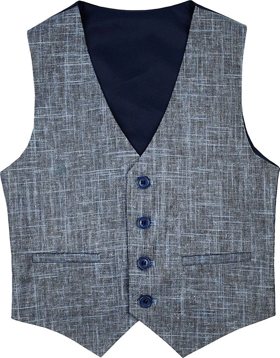 Alberto Boy's Regular Fit Formal 5 Piece Linen Suit Set with Shirt, Vest, Hanky, Tie - CLEARANCE, FINAL SALE!