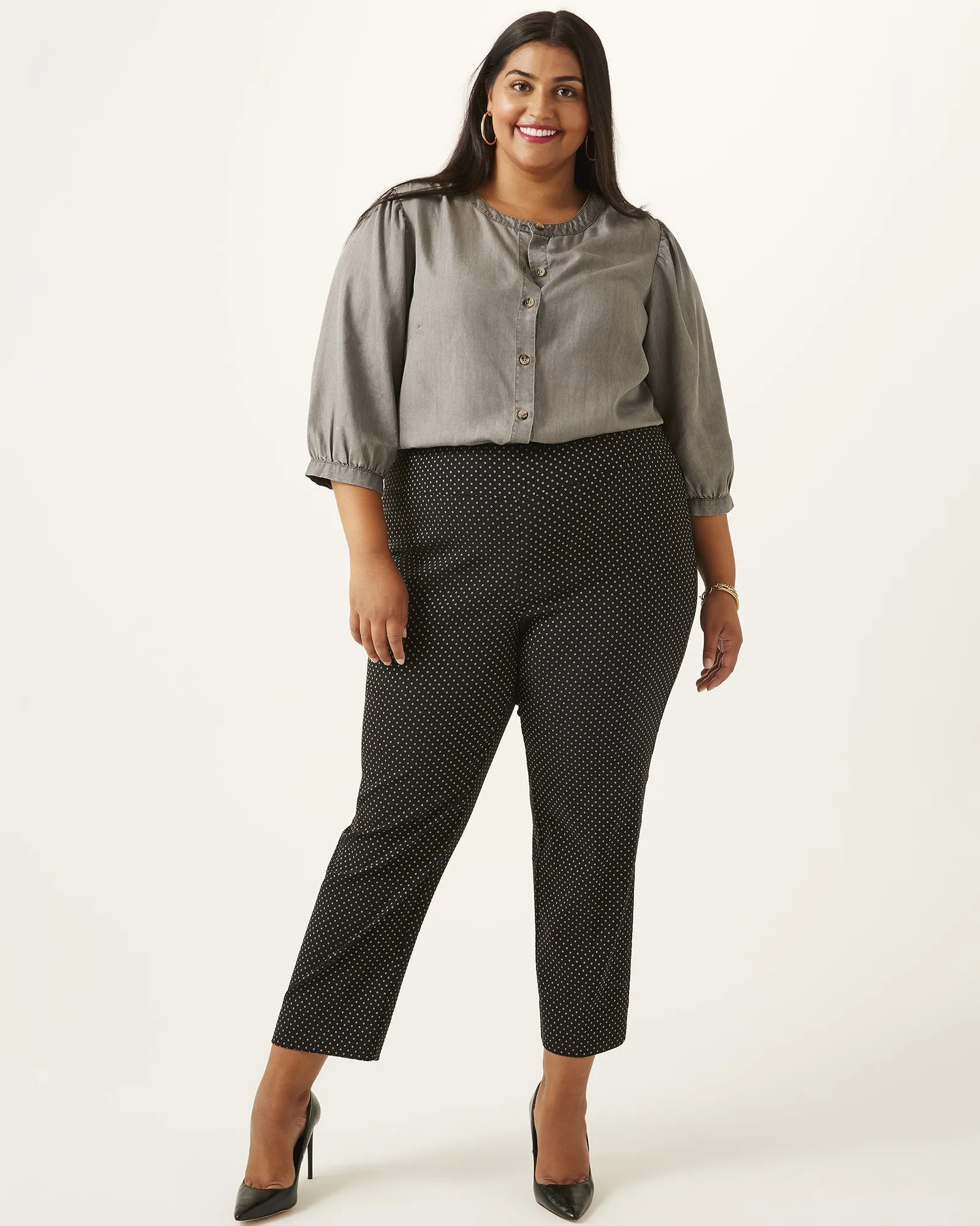 Amanda Cropped Straight-Leg Trousers | Black / Black