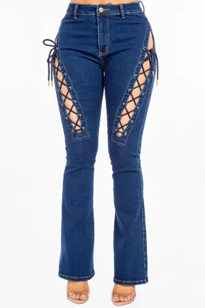 American Bazi High Rise Lace Up Jeans – Stylish & Trendy Women's Denim