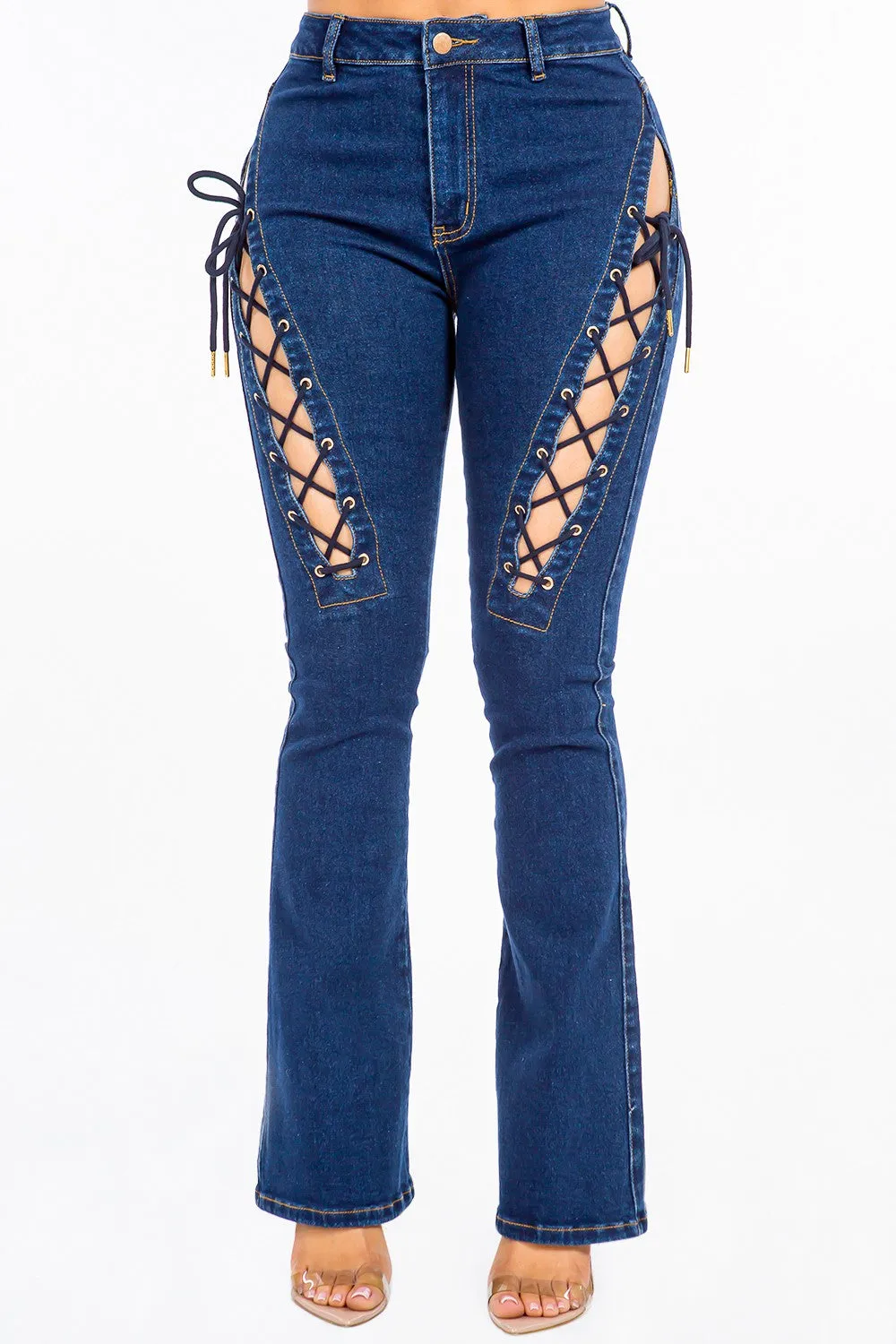 American Bazi High Rise Lace Up Jeans – Stylish & Trendy Women's Denim