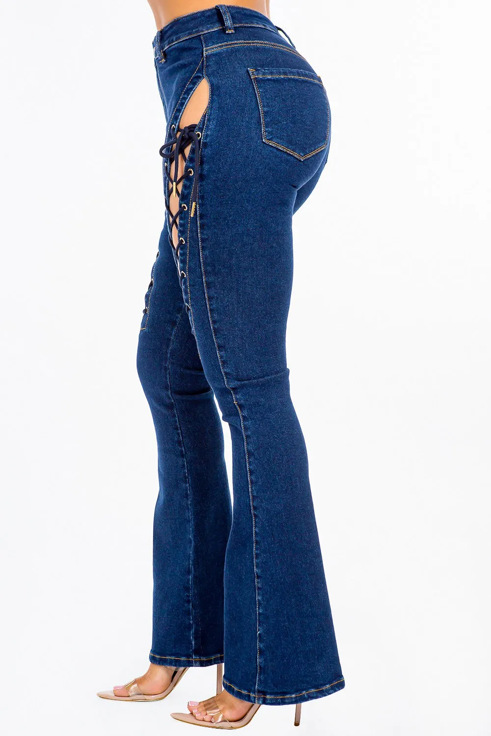 American Bazi High Rise Lace Up Jeans – Stylish & Trendy Women's Denim