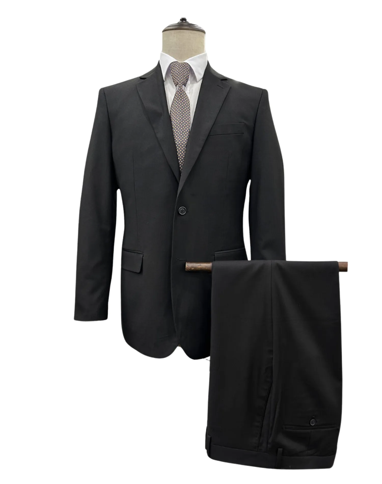 Angelo Rossi Solid Modern Fit Suit - Black