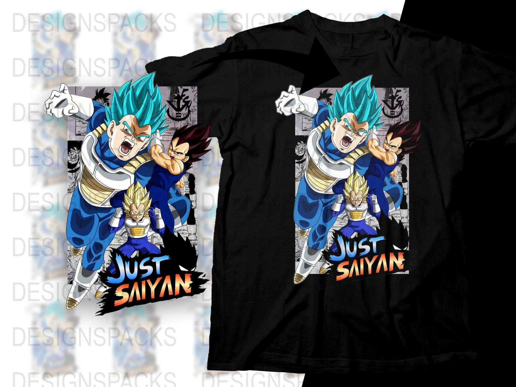 Awesome Just Saiyan Vegeta and Prince Royal Png Digital Download