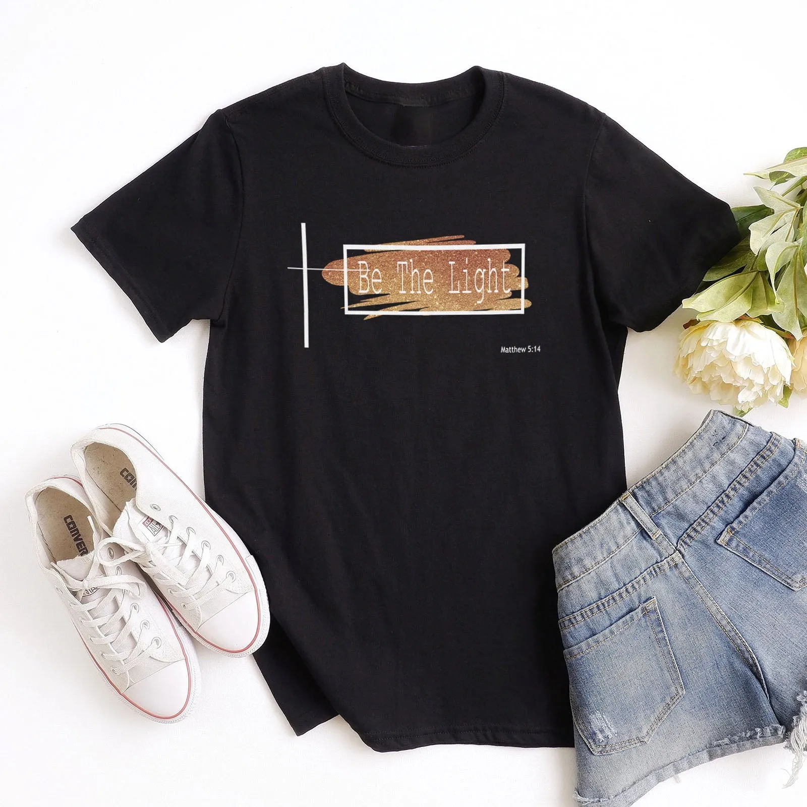 Be The Light Tee Shirts For Women - Christian Shirts for Women - Religious Tee Shirts