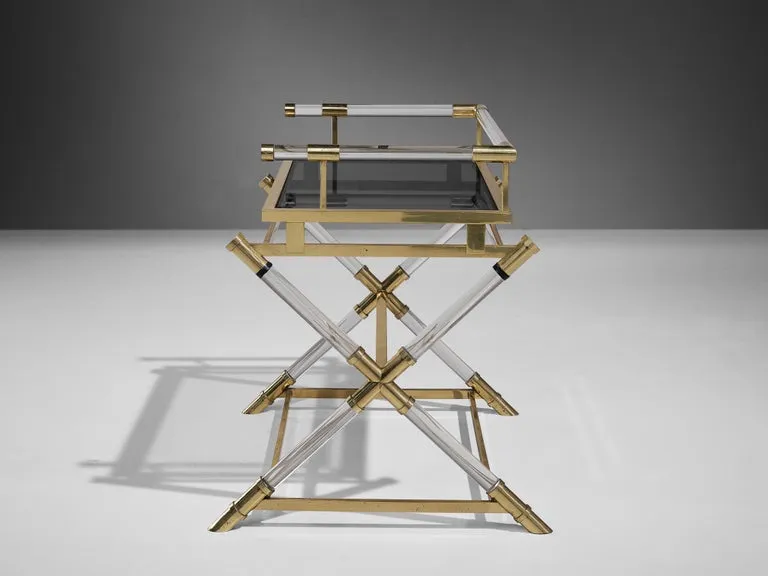 Belgo Chrom Serving Table in Brass and Lucite