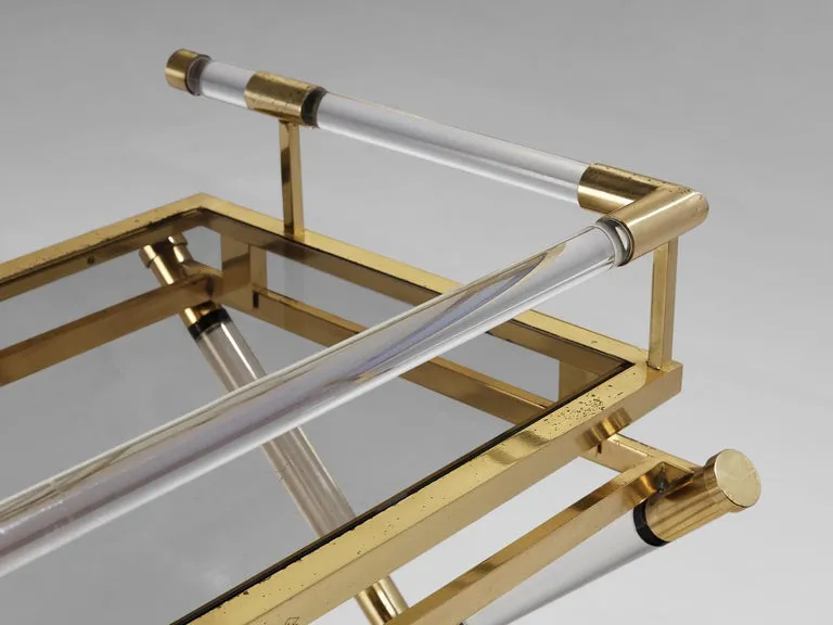 Belgo Chrom Serving Table in Brass and Lucite