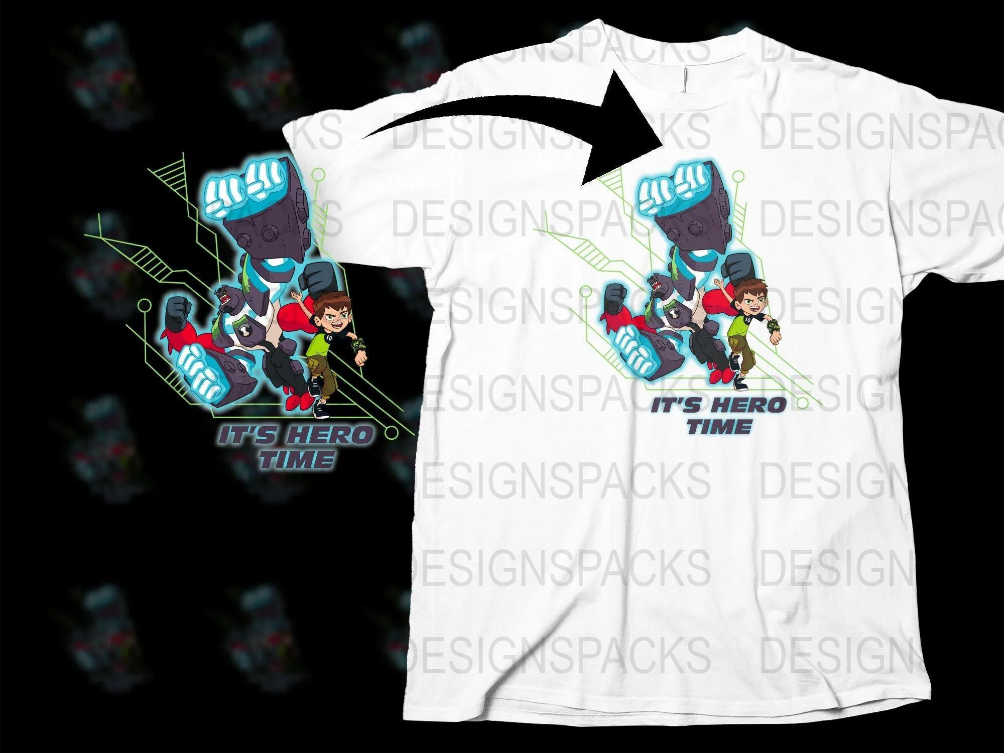 Ben 10 Hero Time Graphic Design Png Digital Download