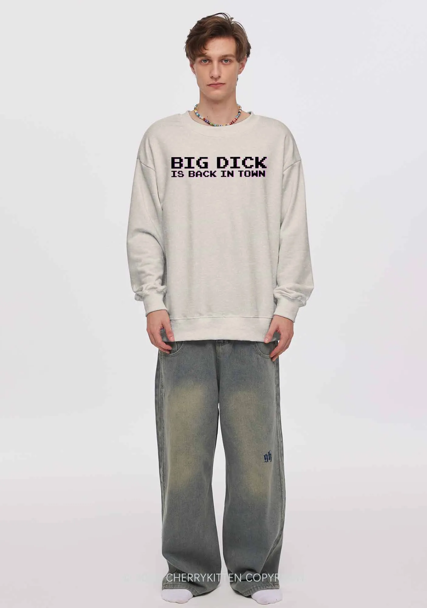 Big Is Back In Town Y2K Washed Sweatshirts Cherrykitten