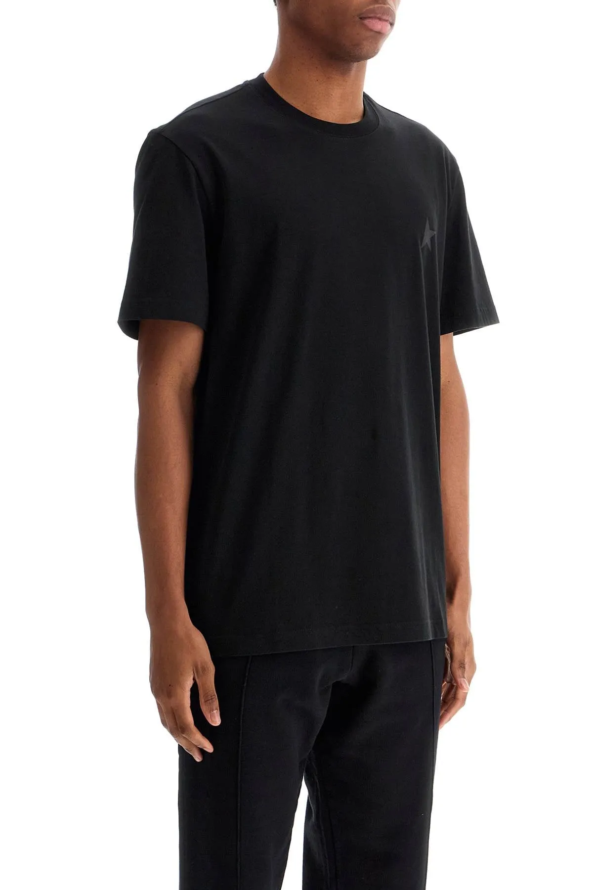 black cotton t-shirt with visible logo GMP01220 P000593 BLACK