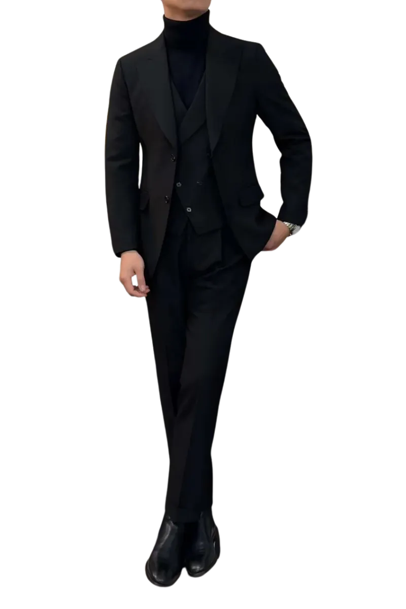 Black Milano Wedding 3-Piece Suit
