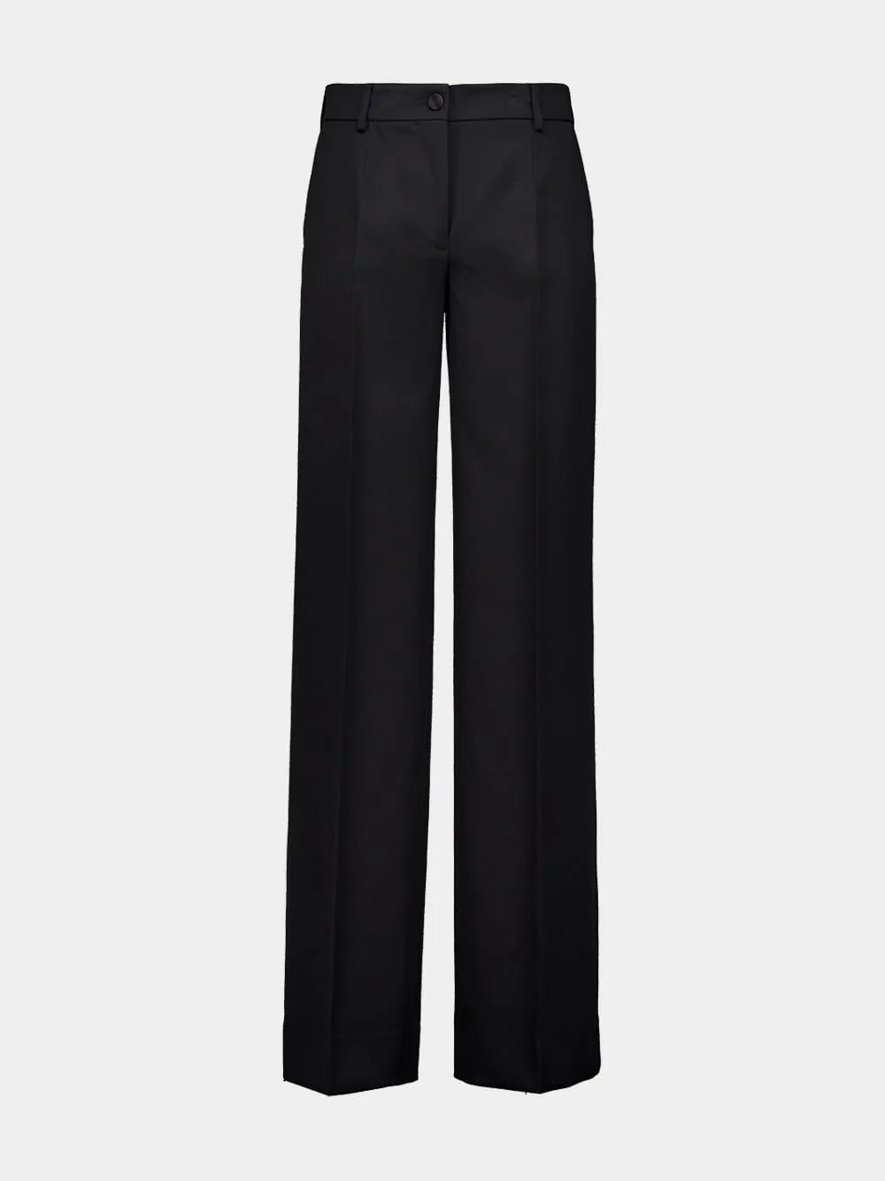 Black Wide-Leg Virgin Wool Trousers