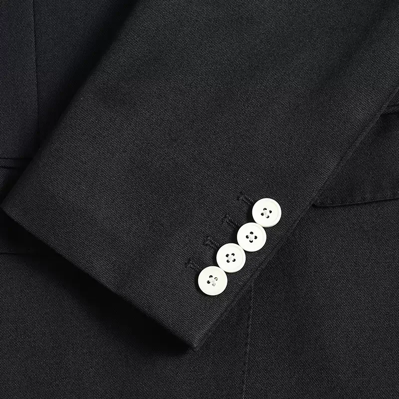 Black Wool Suit for Men in Black with Notch Lapel - Men Single Breasted Blazer Plus Size