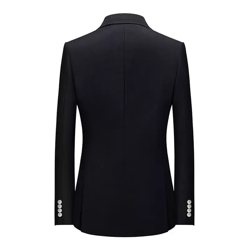 Black Wool Suit for Men in Black with Notch Lapel - Men Single Breasted Blazer Plus Size