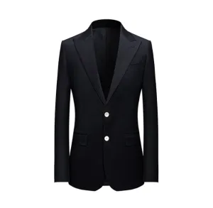 Black Wool Suit for Men in Black with Notch Lapel - Men Single Breasted Blazer Plus Size