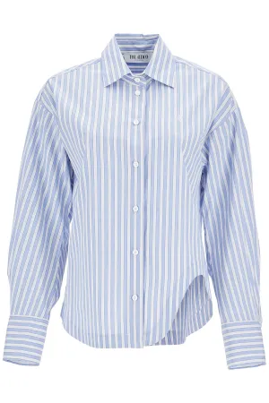 blue and white striped oversized cotton shirt