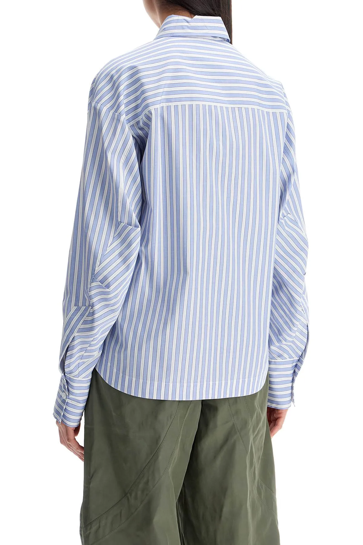 blue and white striped oversized cotton shirt