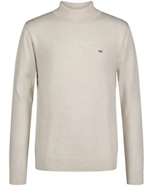 Calvin Klein Boys' Pullover Turtleneck Sweater, Logo Detailing, Ribbed Neckline & Cuffs, Ivory, 7