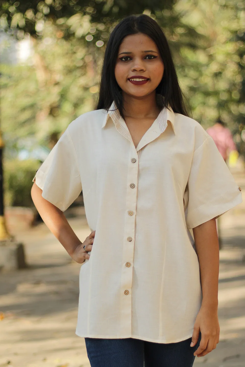 Cotton Shirt | Candy Stripes | Ivory