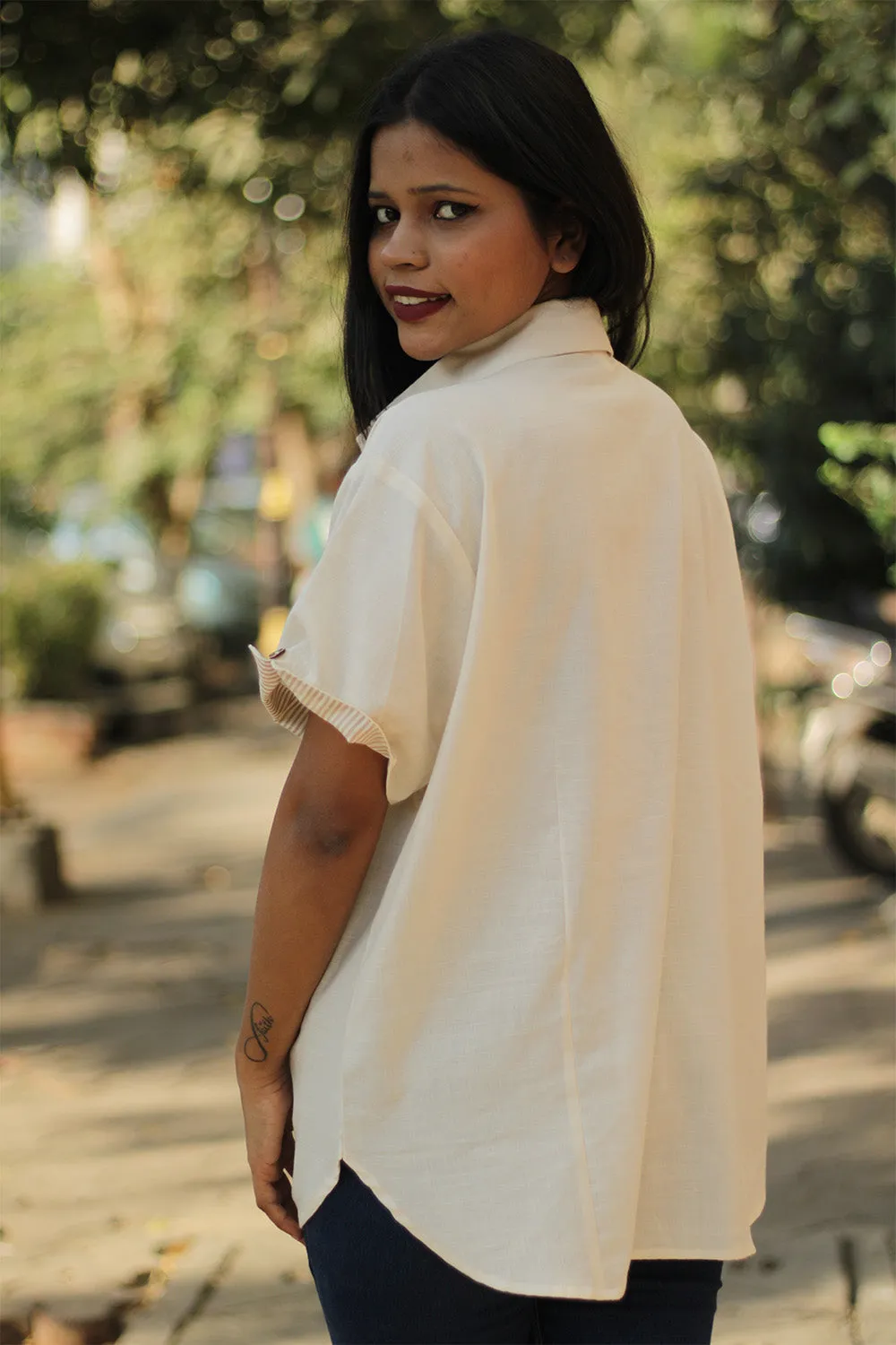Cotton Shirt | Candy Stripes | Ivory