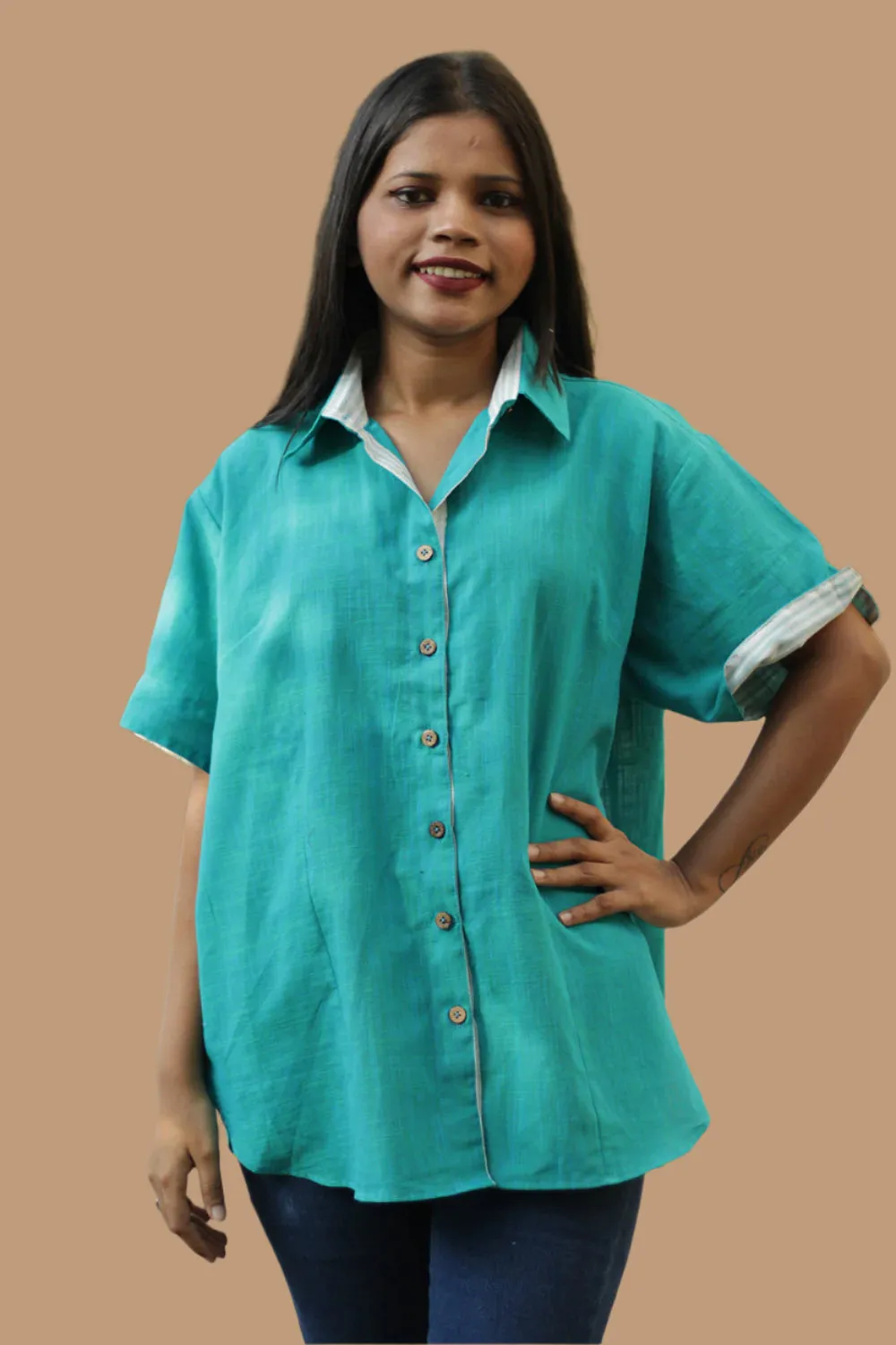 Cotton Shirt | Candy Stripes | Turquoise