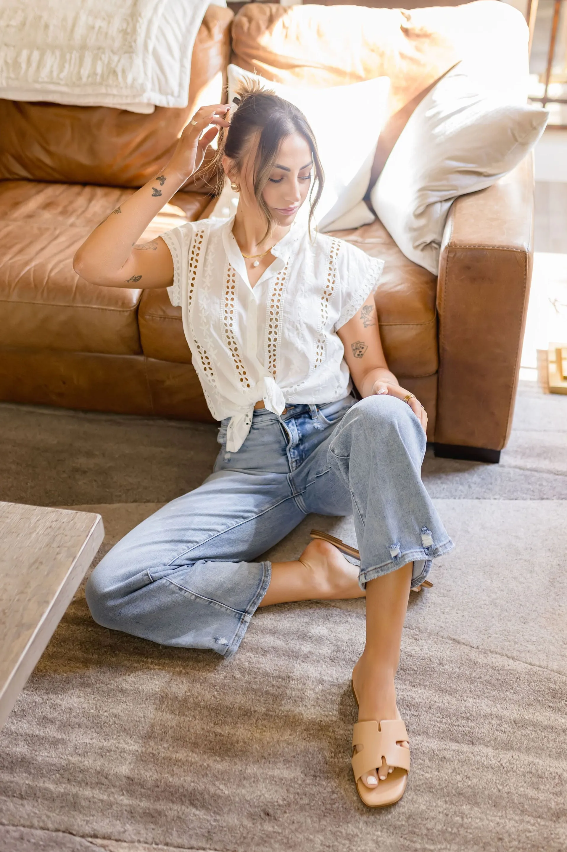 Courtney High Rise Crop Wide Leg Jeans Light Wash