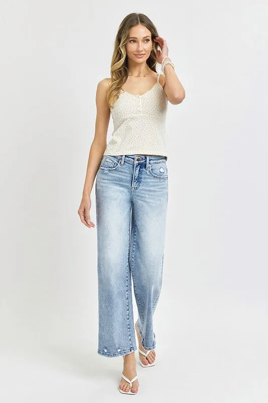 Courtney High Rise Crop Wide Leg Jeans Light Wash