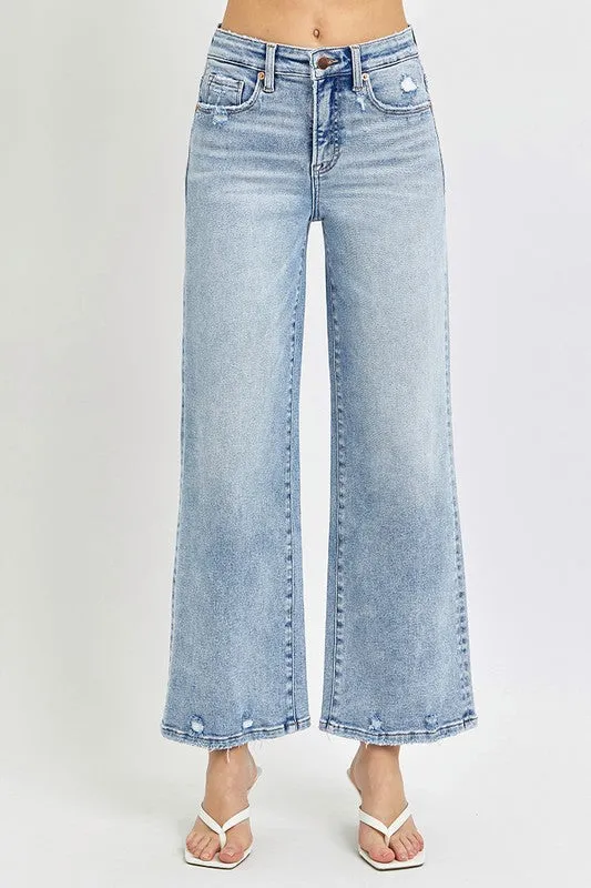 Courtney High Rise Crop Wide Leg Jeans Light Wash