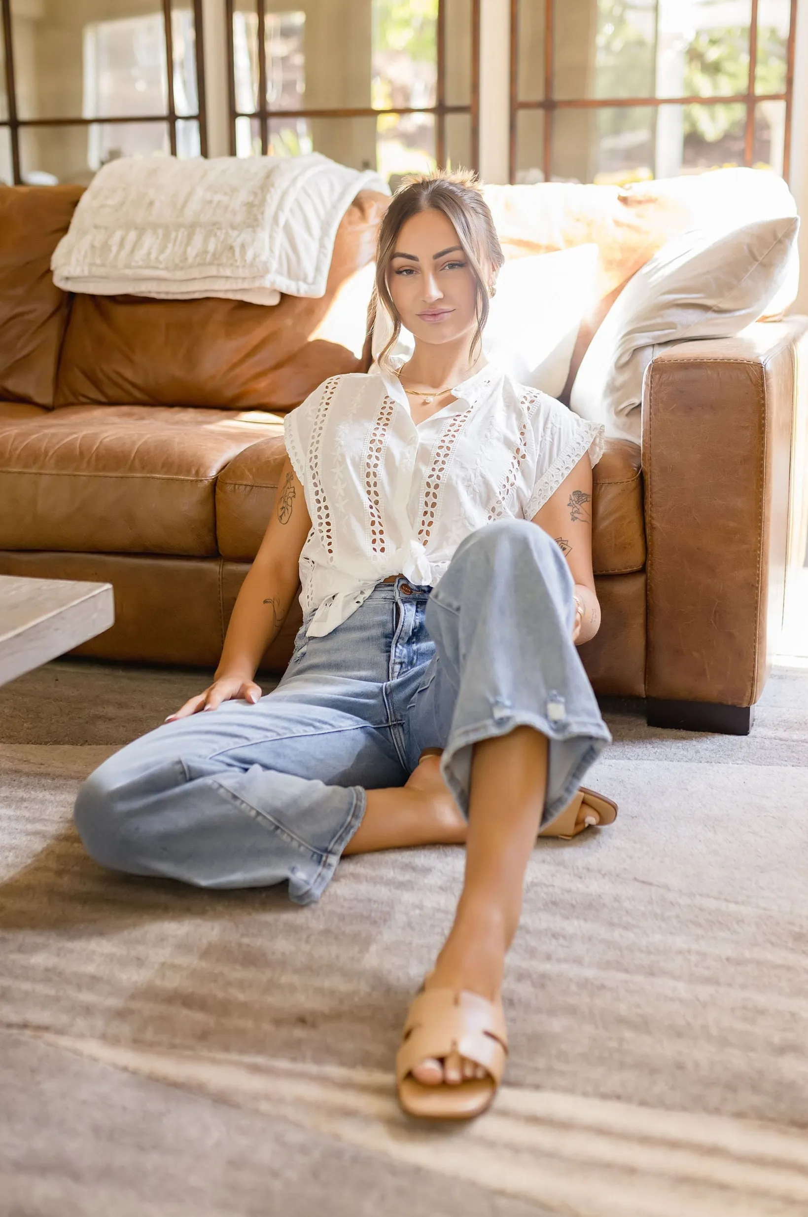 Courtney High Rise Crop Wide Leg Jeans Light Wash