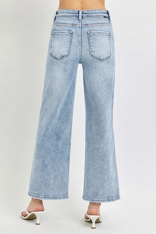 Courtney High Rise Crop Wide Leg Jeans Light Wash