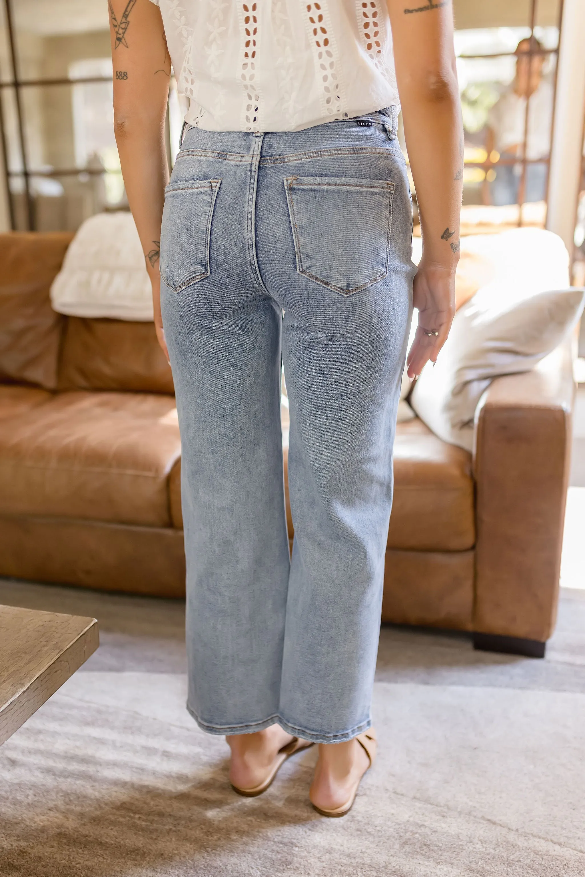 Courtney High Rise Crop Wide Leg Jeans Light Wash