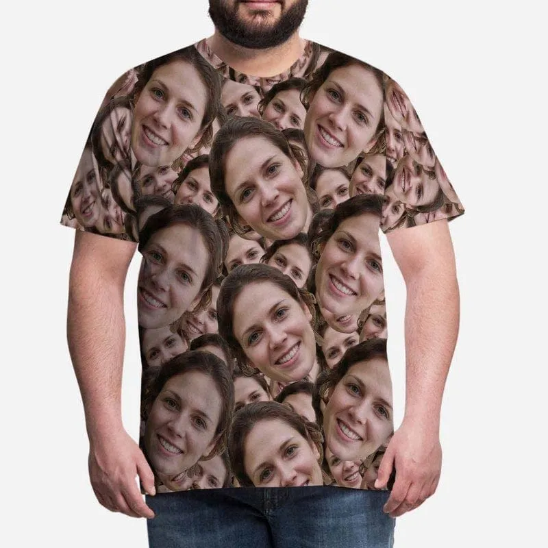 Custom Face Shirts Seamless Head Your Face on Men's All Over Print T-shirt for Him