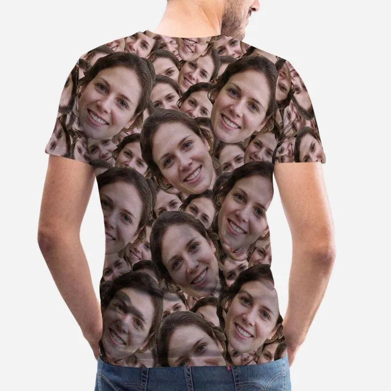 Custom Face Shirts Seamless Head Your Face on Men's All Over Print T-shirt for Him