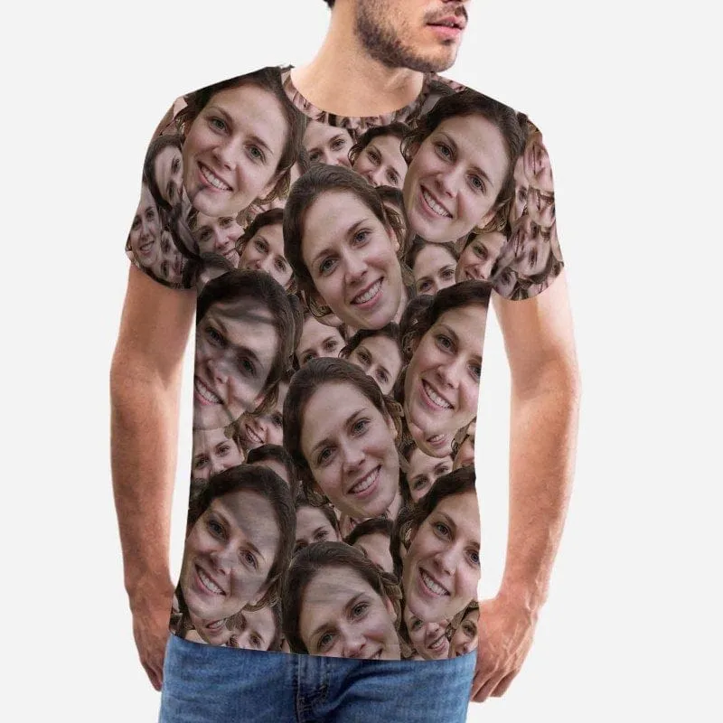 Custom Face Shirts Seamless Head Your Face on Men's All Over Print T-shirt for Him