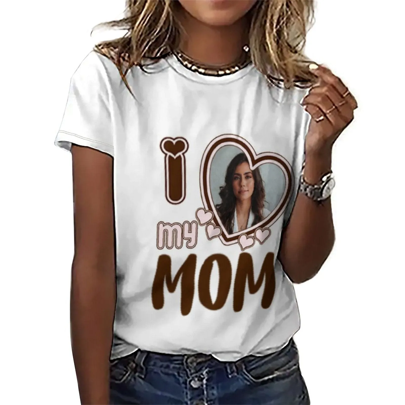 Custom Picture Heart I Love My Mom Shirt Mother's Day Shirt Mother's Day Gift