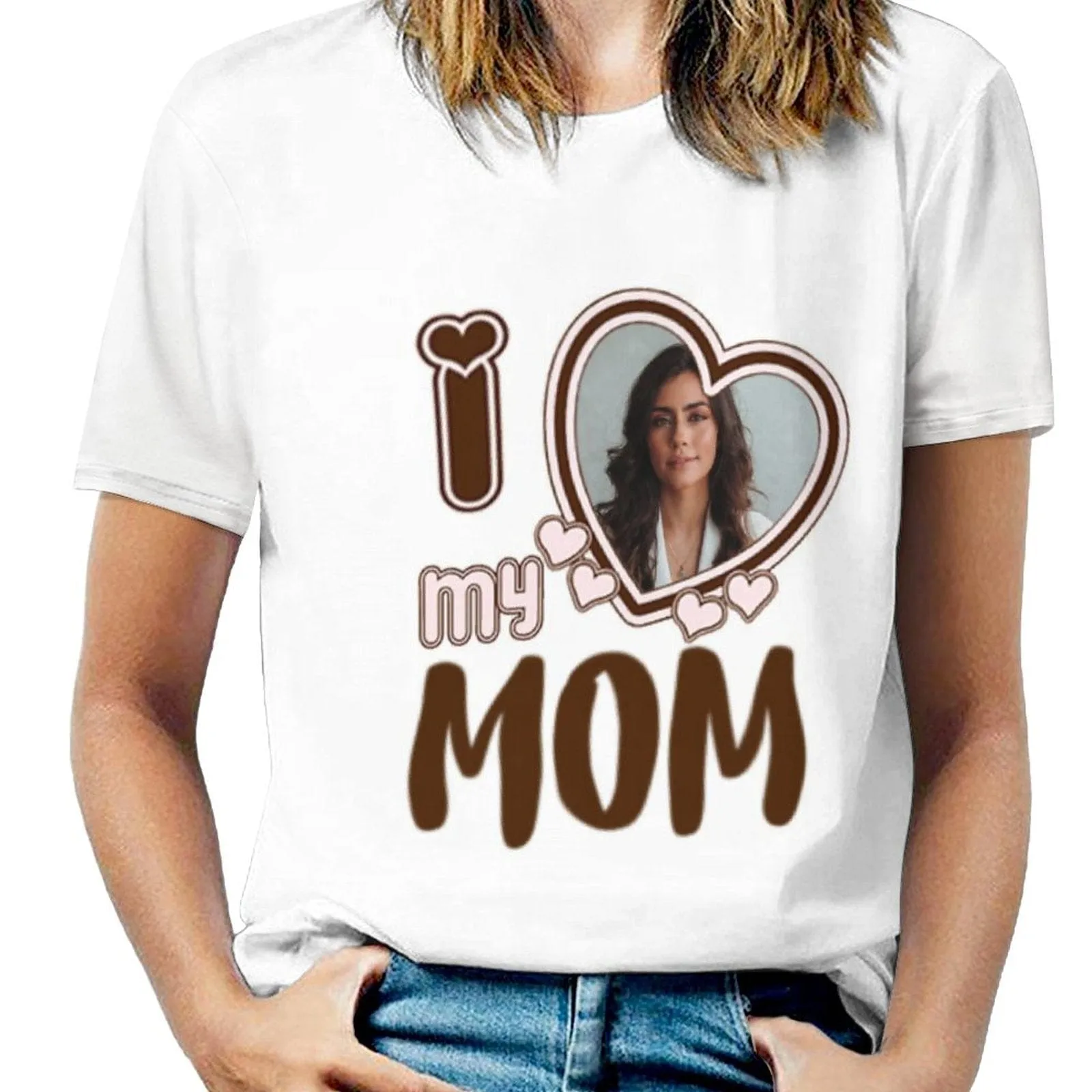 Custom Picture Heart I Love My Mom Shirt Mother's Day Shirt Mother's Day Gift