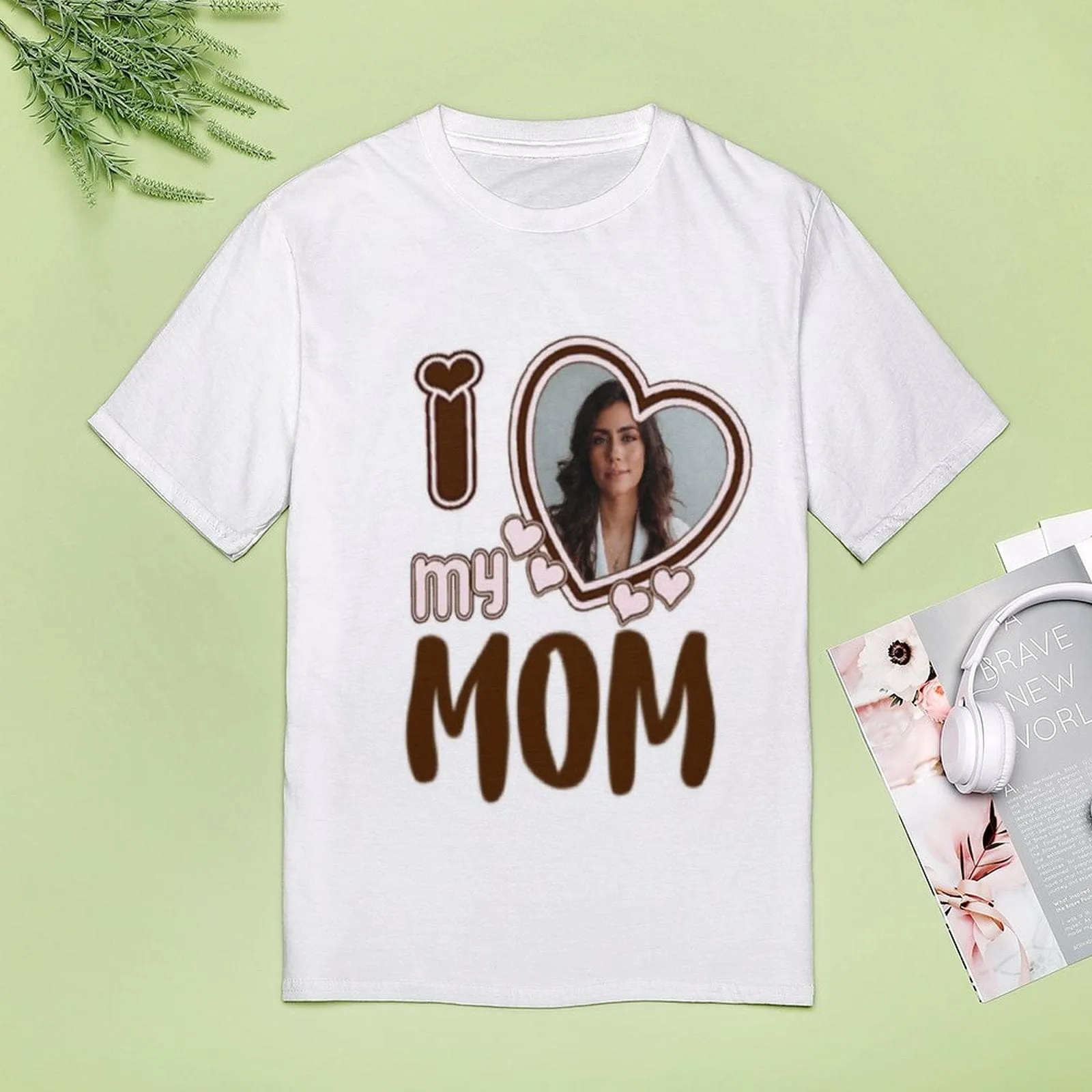 Custom Picture Heart I Love My Mom Shirt Mother's Day Shirt Mother's Day Gift