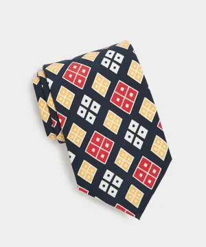 Drake's Silk Square Dot Tie in Navy