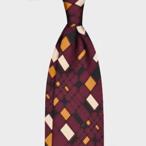 F.Marino Handmade Silk Tie 3-Fold Vintage Style 60s Plum