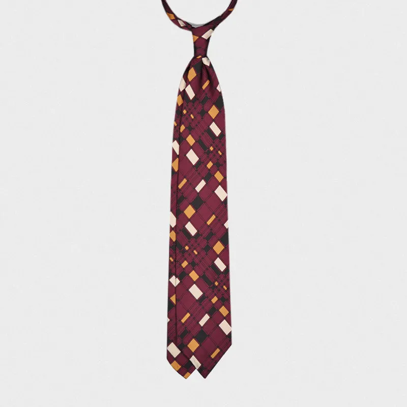 F.Marino Handmade Silk Tie 3-Fold Vintage Style 60s Plum