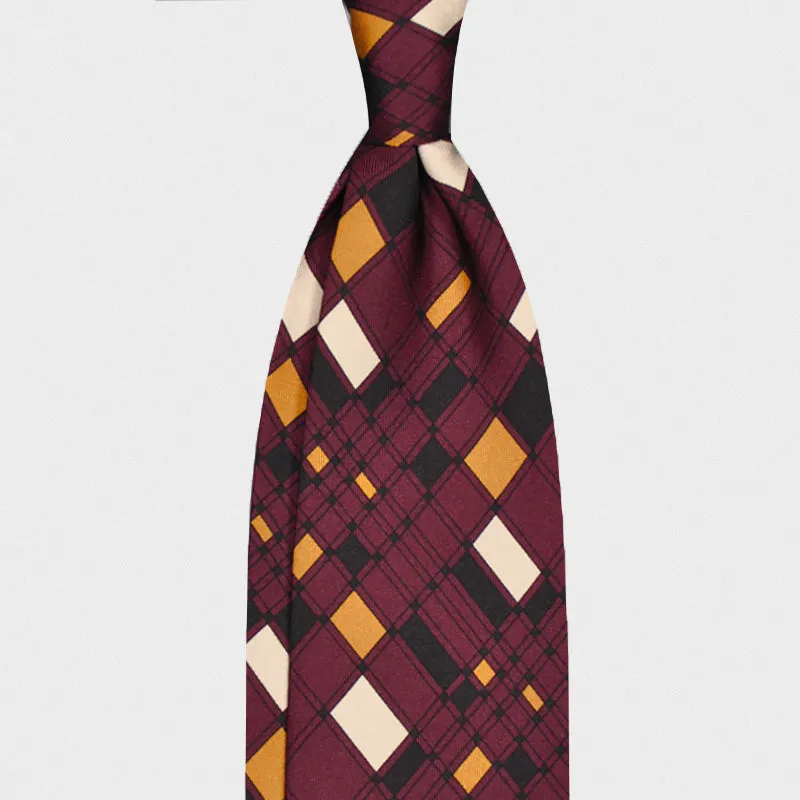 F.Marino Handmade Silk Tie 3-Fold Vintage Style 60s Plum