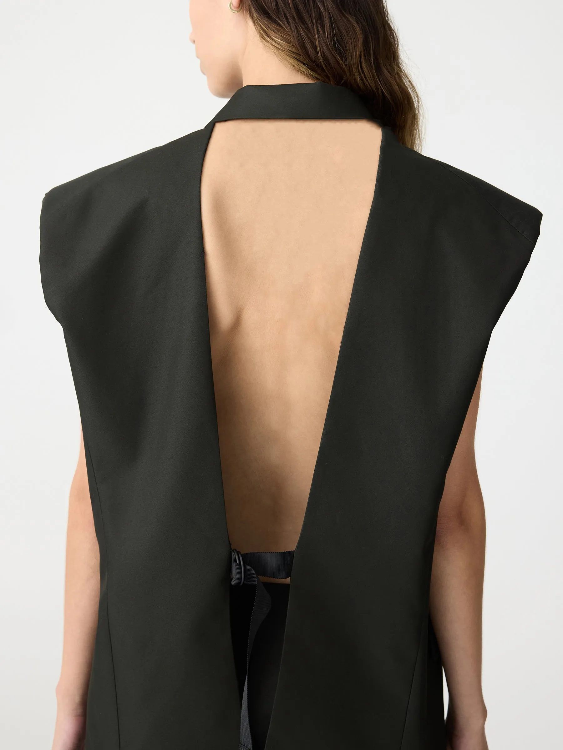 gabardine cut out vest