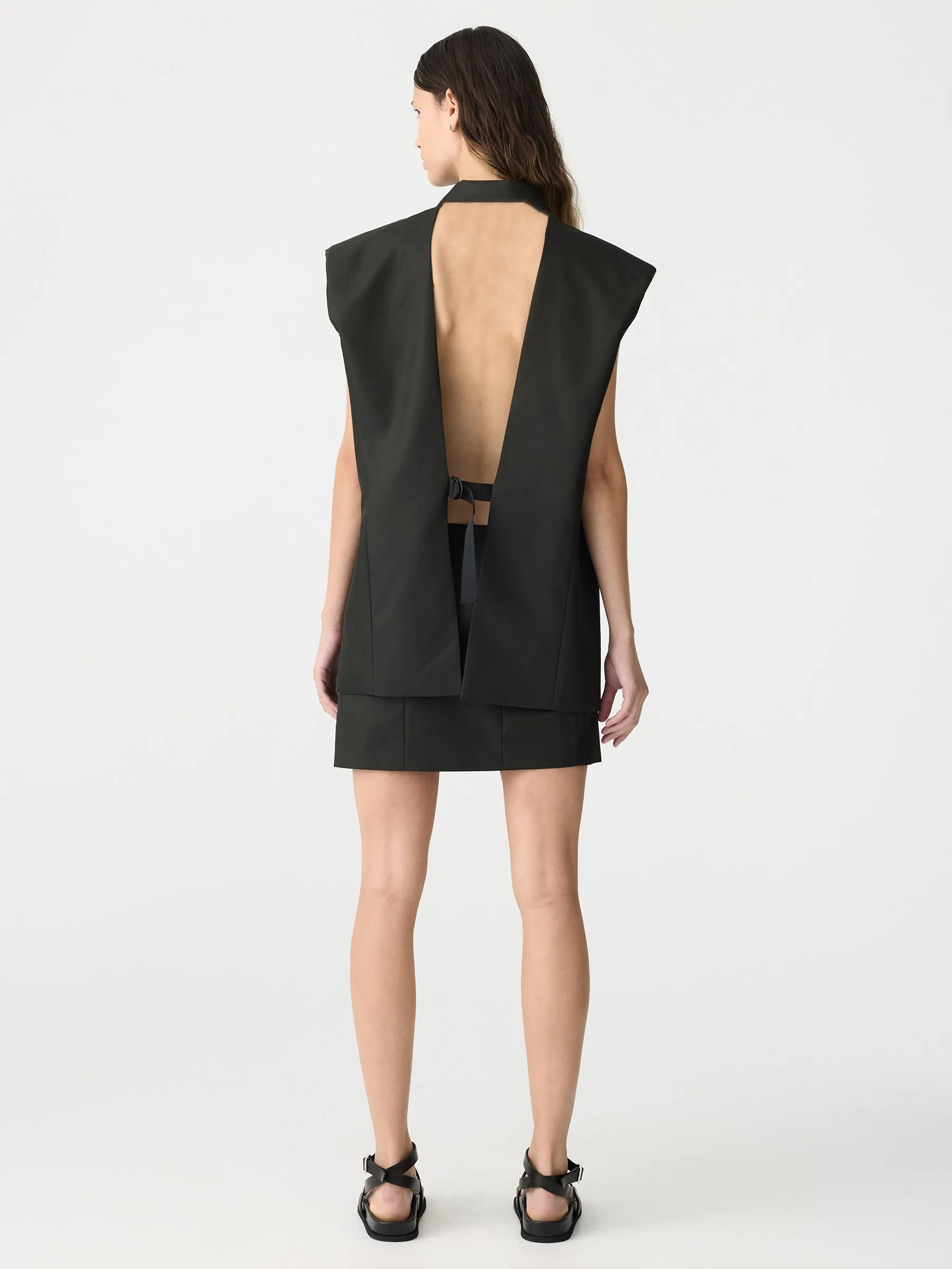 gabardine cut out vest