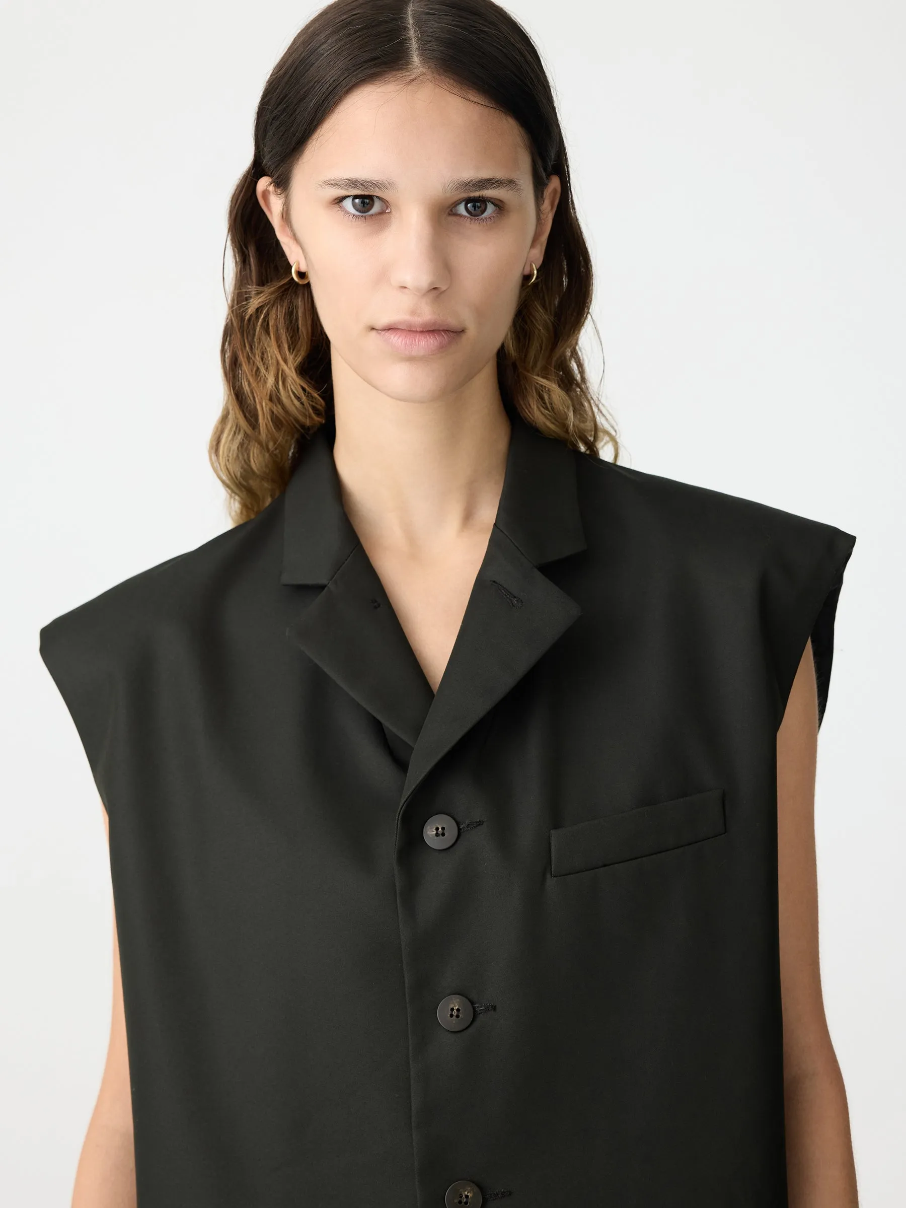 gabardine cut out vest