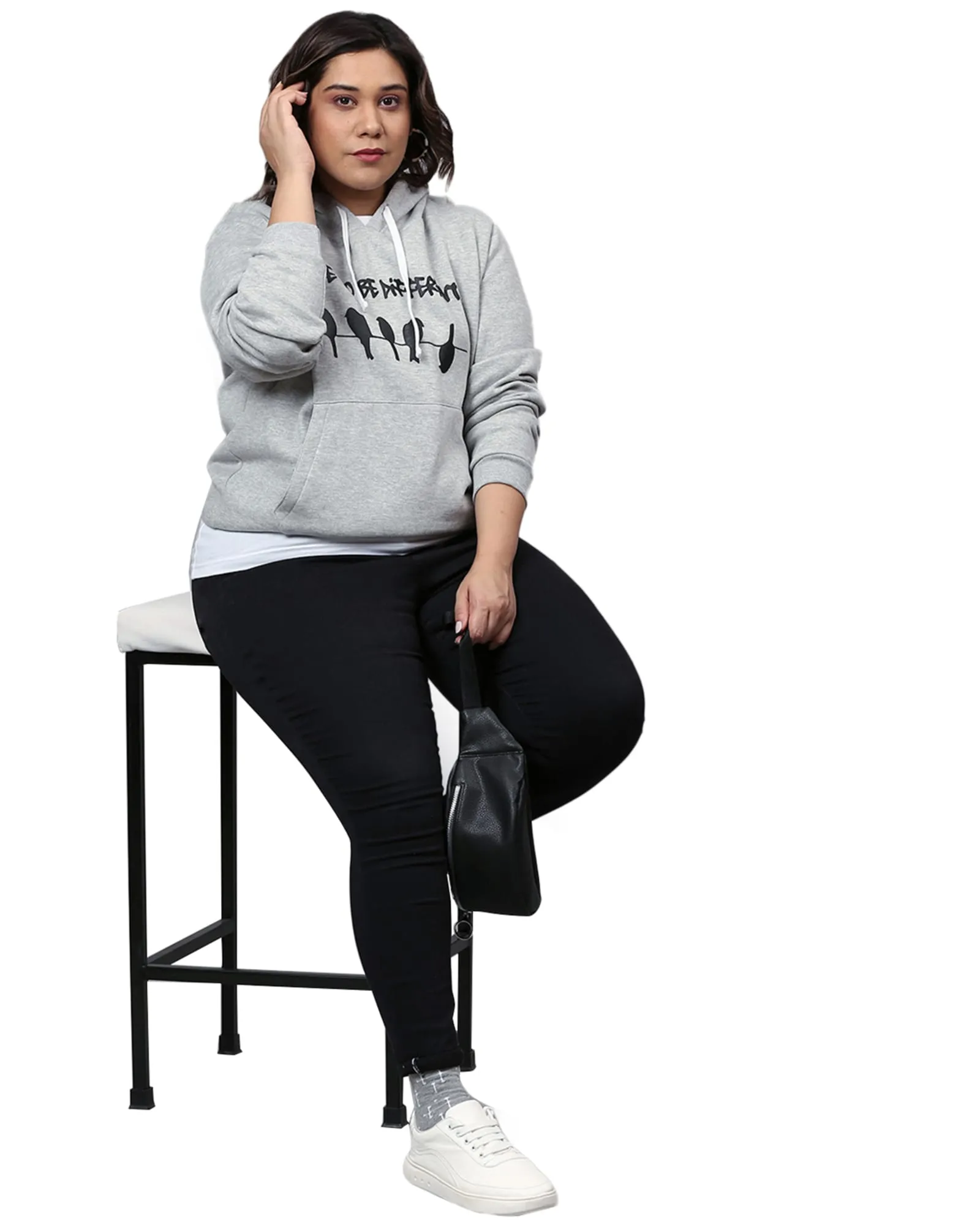 Grey Bird Motif Sweatshirt | Light Grey