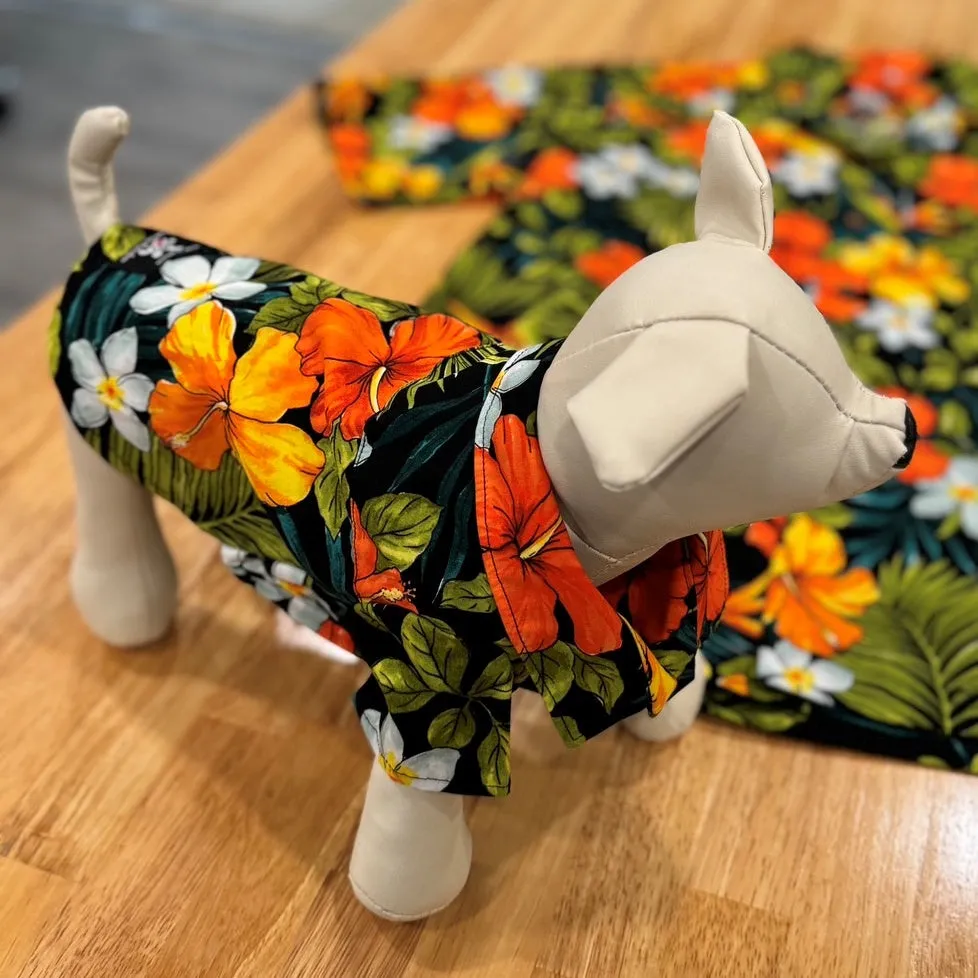 Hawaiian Dog Shirts Vibrant Colorful Flower Print［Dog and owner hawaii shirts］